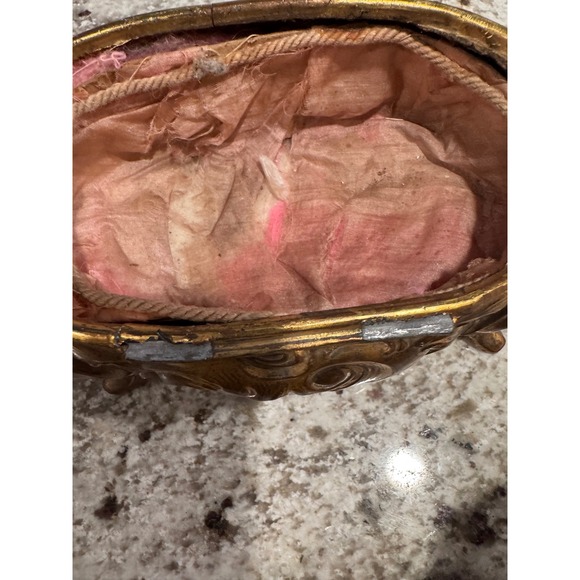 Vintage Ornate Gold Tone Filigree Trinket Jewelry Box with Figural Lid - Picture 7 of 14